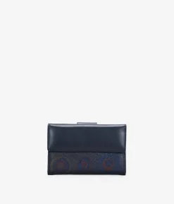 Femme Bosanova Portefeuilles | Portefeuille moyen en cuir bleu à rabat