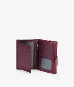 Femme Bosanova Portefeuilles | Portefeuille moyen en cuir bordeaux à rabat