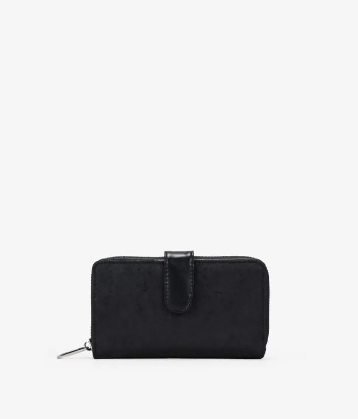 Femme Bosanova Portefeuilles | Portefeuille moyen noir à imprimé animalier