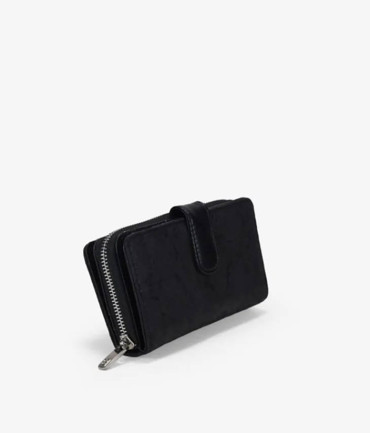 Femme Bosanova Portefeuilles | Portefeuille moyen noir à imprimé animalier
