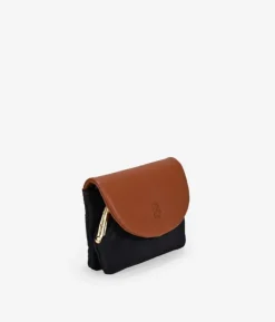 Femme Bosanova Porte-monnaie | Portefeuille noir avec rabat et embout buccal