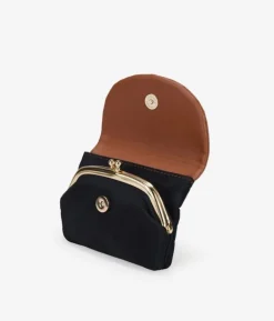 Femme Bosanova Porte-monnaie | Portefeuille noir avec rabat et embout buccal