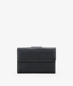 Femme Bosanova Portefeuilles | Portefeuille noir moyen à deux rabats