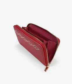Femme Bosanova Portefeuilles | Portefeuille plat rouge avec clous et fermeture éclair