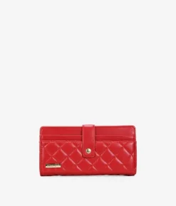 Femme Bosanova Portefeuilles | Portefeuille rectangulaire rouge avec coutures et fermeture éclair