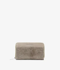 Femme Bosanova Portefeuilles | Portefeuille rectangulaire en cuir imprimé animal taupe avec fermeture éclair