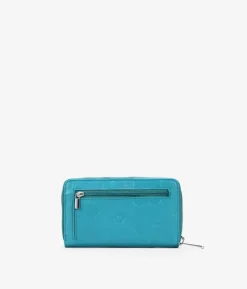 Femme Bosanova Portefeuilles | Portefeuille rectangulaire en cuir à fleurs bleues