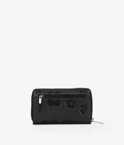 Femme Bosanova Portefeuilles | Portefeuille rectangulaire en cuir à fleurs noires