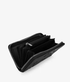 Femme Bosanova Portefeuilles | Portefeuille rectangulaire en cuir à fleurs noires