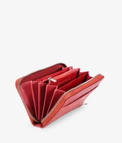 Femme Bosanova Portefeuilles | Portefeuille rectangulaire en cuir imprimé animal rouge avec fermeture éclair