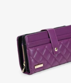 Femme Bosanova Portefeuilles | Portefeuille rectangulaire lilas avec coutures et fermeture éclair