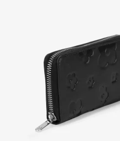 Femme Bosanova Portefeuilles | Portefeuille rectangulaire en cuir à fleurs noires