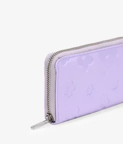 Femme Bosanova Portefeuilles | Portefeuille rectangulaire en cuir à fleurs lilas