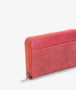 Femme Bosanova Portefeuilles | Portefeuille rectangulaire en cuir imprimé animal rouge avec fermeture éclair