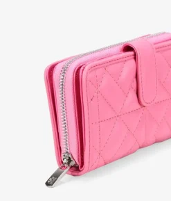 Femme Bosanova Portefeuilles | Portefeuille rose moyen avec fermeture éclair et bouton
