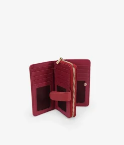 Femme Bosanova Portefeuilles | Portefeuille rouge moyen avec clous, fermeture éclair et bouton.