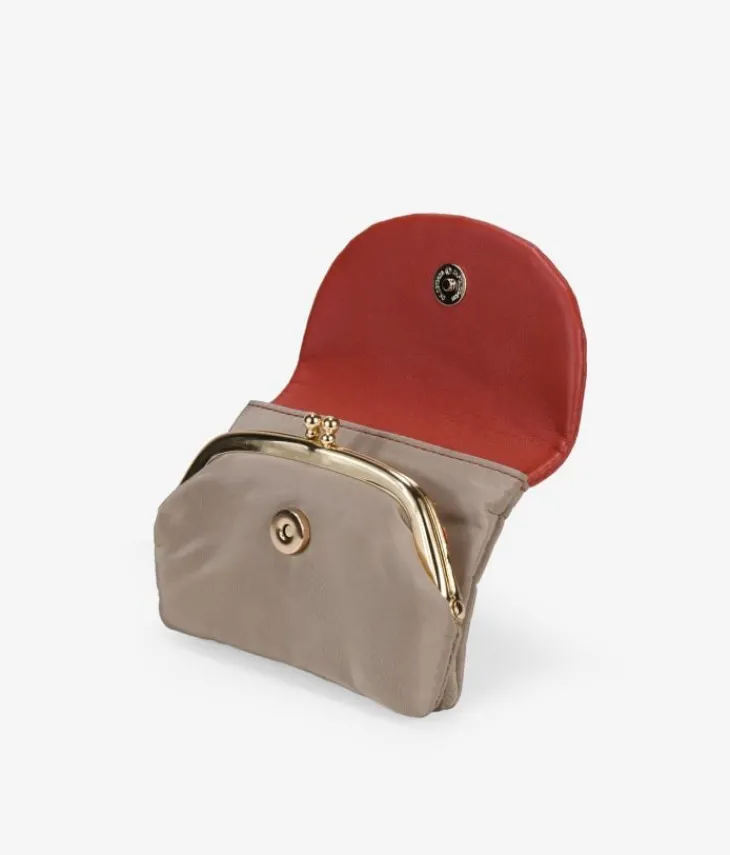 Femme Bosanova Porte-monnaie | Portefeuille taupe avec rabat et embout buccal
