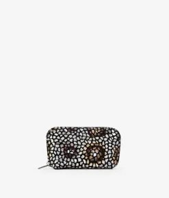 Femme Bosanova Porte-monnaie | Porte-monnaie en cuir marron chocolat avec imprimé
