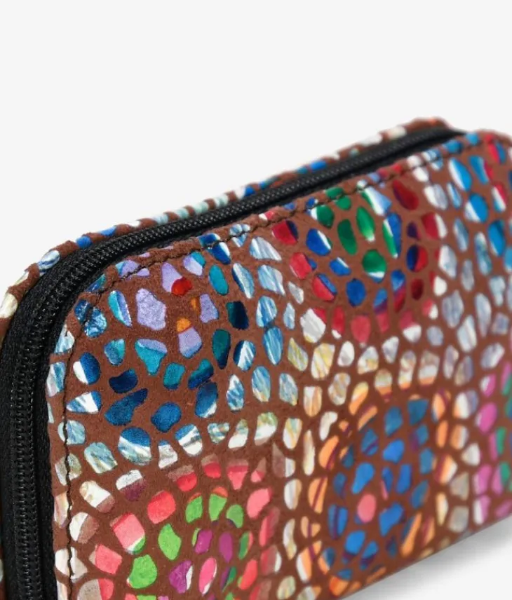 Femme Bosanova Porte-monnaie | Porte-monnaie en cuir marron avec imprimé