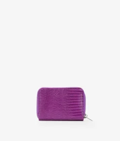 Femme Bosanova Porte-monnaie | Porte-monnaie en cuir vegan crocodile lilas avec logo et zip