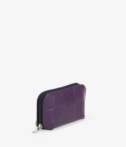 Femme Bosanova Porte-monnaie | Porte-monnaie en cuir violet avec fermeture éclair