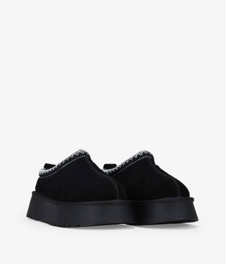 Bosanova Bottes D'hiver | Chaussures En Cuir | Sabots d'hiver noirs à plateforme