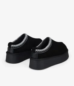 Bosanova Bottes D'hiver | Chaussures En Cuir | Sabots d'hiver noirs à plateforme