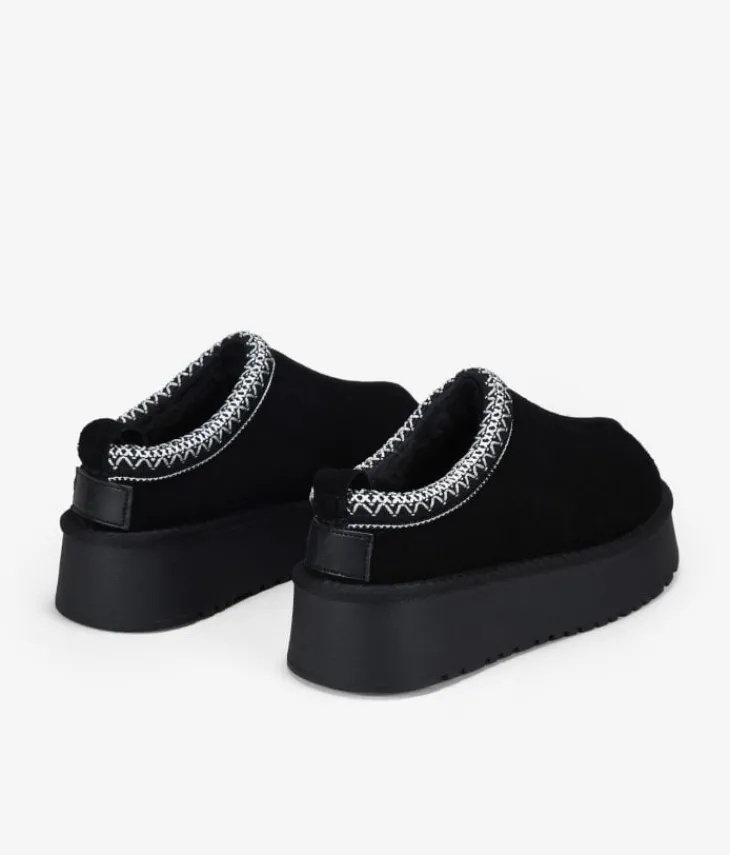 Bosanova Bottes D'hiver | Chaussures En Cuir | Sabots d'hiver noirs à plateforme