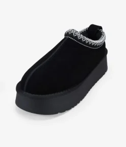 Bosanova Bottes D'hiver | Chaussures En Cuir | Sabots d'hiver noirs à plateforme