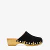 Bosanova Chaussures En Cuir | Sabots | Sabots en croûte de cuir noir avec clous