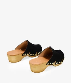 Bosanova Chaussures En Cuir | Sabots | Sabots en croûte de cuir noir avec clous