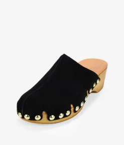 Bosanova Chaussures En Cuir | Sabots | Sabots en croûte de cuir noir avec clous