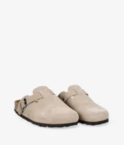 Bosanova Chaussures En Cuir | Sabots | Sabots en cuir beige avec boucle et semelle en liège