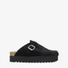 Bosanova Chaussures En Cuir | Sabots | Sabots en cuir noir avec plateforme et boucle