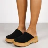 Bosanova Chaussures En Cuir | Sabots | Sabots en cuir noir avec semelles en bois