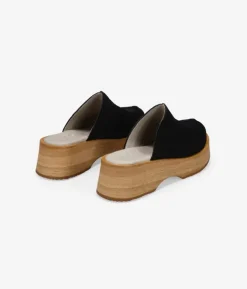 Bosanova Chaussures En Cuir | Sabots | Sabots en cuir noir avec semelles en bois