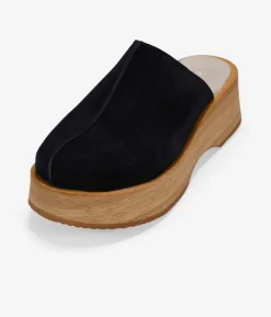 Bosanova Chaussures En Cuir | Sabots | Sabots en cuir noir avec semelles en bois