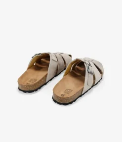 Bosanova Chaussures En Cuir | Sabots | Sabots en cuir pierre avec boucle et semelle en liège