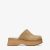 Bosanova Chaussures En Cuir | Sabots | Sabots en cuir sable avec semelles en bois