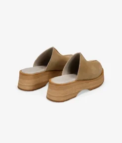 Bosanova Chaussures En Cuir | Sabots | Sabots en cuir sable avec semelles en bois