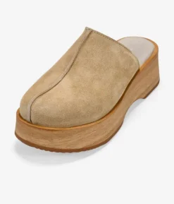 Bosanova Chaussures En Cuir | Sabots | Sabots en cuir sable avec semelles en bois