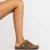 Bosanova Chaussures En Cuir | Sabots | Sabots en cuir taupe avec boucle et semelle en liège