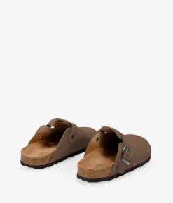 Bosanova Chaussures En Cuir | Sabots | Sabots en cuir taupe avec boucle et semelle en liège