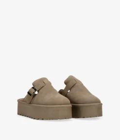 Bosanova Sabots | Plateformes | Sabots plateforme taupe avec boucle