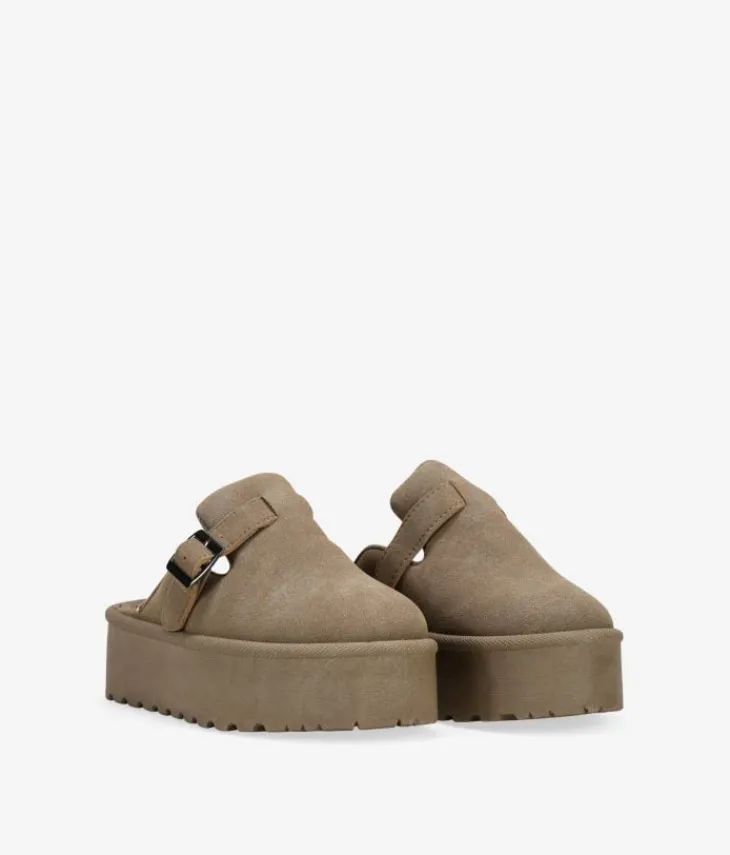 Bosanova Sabots | Plateformes | Sabots plateforme taupe avec boucle