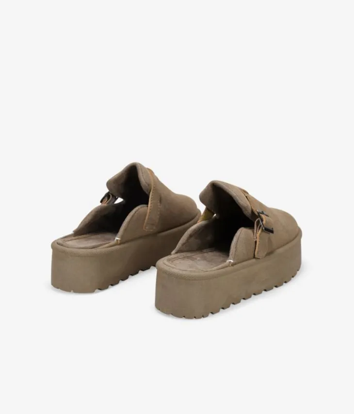 Bosanova Sabots | Plateformes | Sabots plateforme taupe avec boucle