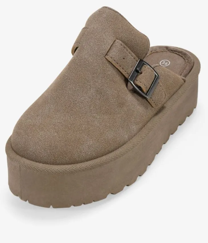 Bosanova Sabots | Plateformes | Sabots plateforme taupe avec boucle