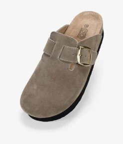 Bosanova Chaussures En Cuir | Sabots | Sabots plateforme taupe en cuir suédé