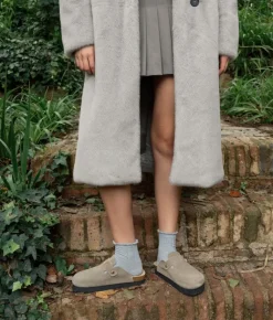 Bosanova Chaussures En Cuir | Sabots | Sabots plateforme taupe en cuir suédé