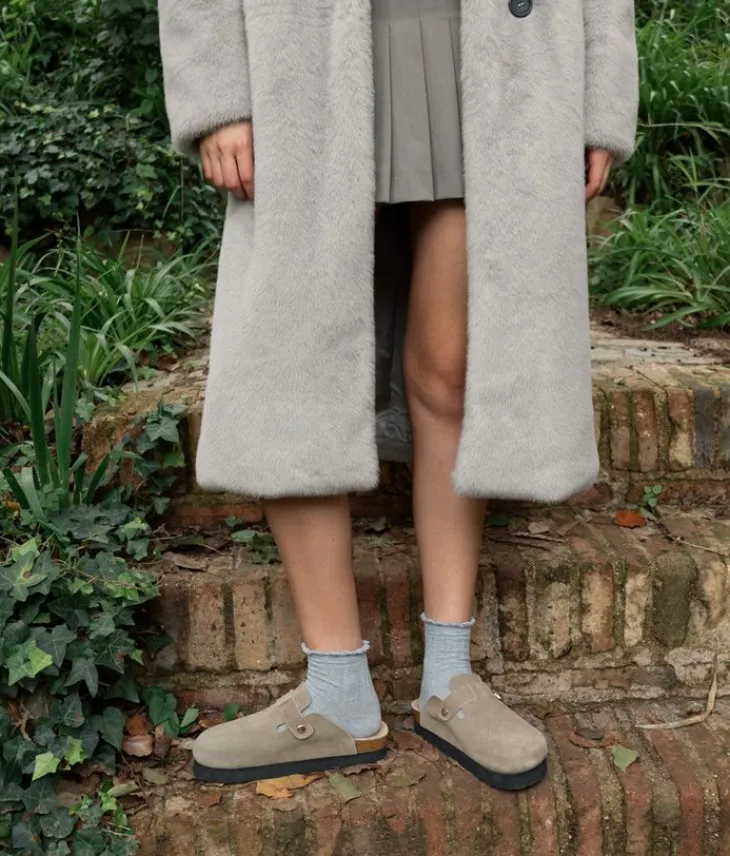 Bosanova Chaussures En Cuir | Sabots | Sabots plateforme taupe en cuir suédé